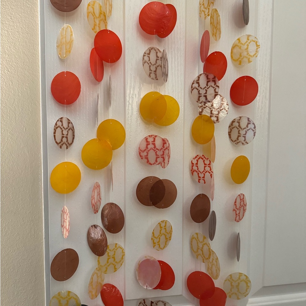 Natural Capiz Shell Door Curtain (Set of 8), Orange, Red, Yellow, Brown, White